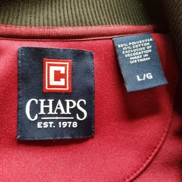 Chaps Track Jacket Men's Large Long Sleeve Ribbed High Neck Cuffs Waist Retro - Picture 3 of 6